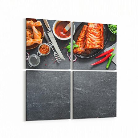 Olla 15054K4 Gıda Görseli Kare 4'lü Kanvas Tablo (Ölçü: 105X105)