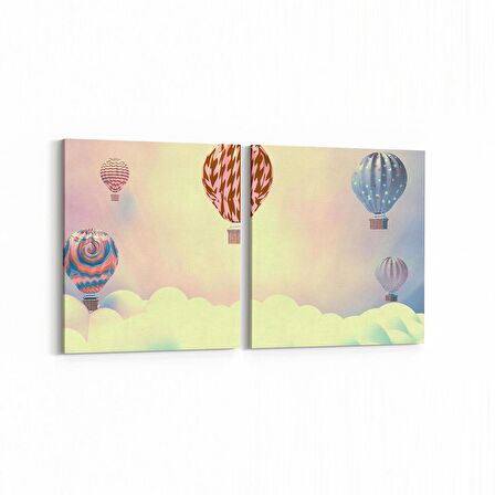 Olla 12803K2Y Çocuk Odası Görseli 2'li Yatay Kanvas Tablo (Ölçü: 105X50)