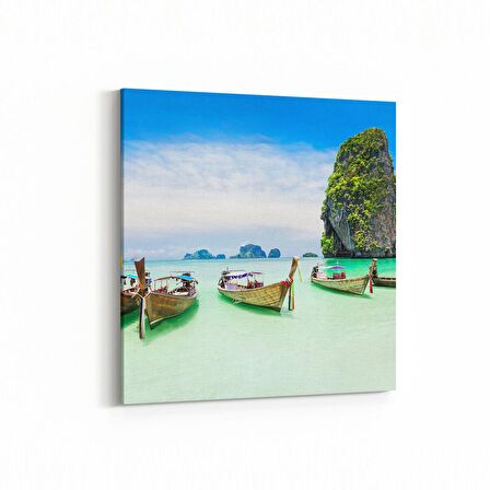 Olla 16397K Kumsal / Sahil Görseli Kare Kanvas Tablo (Ölçü: 25X25)