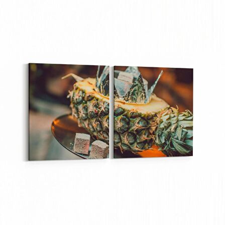 Olla 14976K2Y Gıda Görseli Kare 2'li Yatay Kanvas Tablo (Ölçü: 125X60)