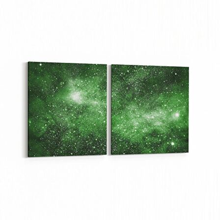 Olla 14757K2Y Gece Gökyüzü Görseli Kare 2'li Yatay Kanvas Tablo (Ölçü: 85X40)