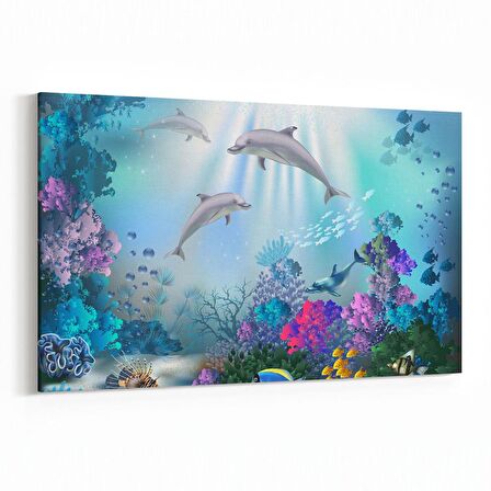 Olla 12134Y Akvaryum / Balık Görseli Yatay Kanvas Tablo (Ölçü: 70X50)