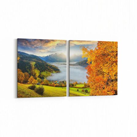 Olla 13354K2Y Doğa / Manzara Görseli Kare 2'li Yatay Kanvas Tablo (Ölçü: 65X30)