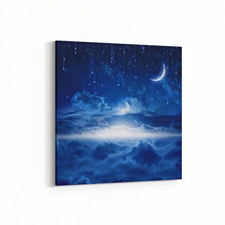 Olla 14687K Gece Gökyüzü Görseli Kare Kanvas Tablo (Ölçü: 25X25)