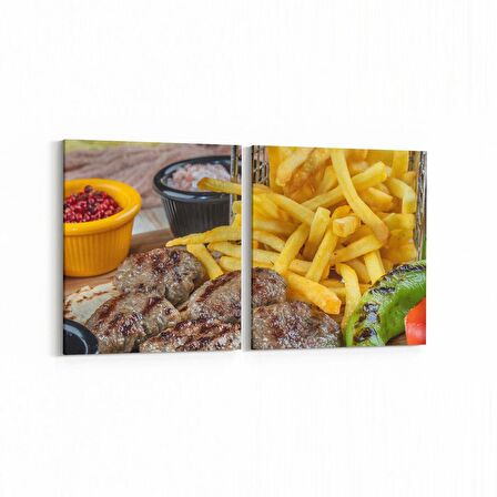 Olla 15049K2Y Gıda Görseli Kare 2'li Yatay Kanvas Tablo (Ölçü: 105X50)