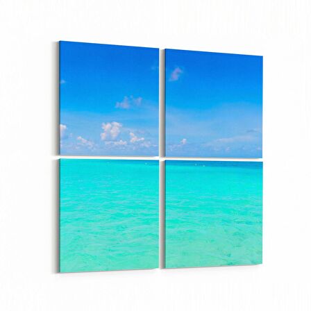 Olla 12998K4 Deniz / Okyanus Görseli Kare 4'lü Kanvas Tablo (Ölçü: 145X145)