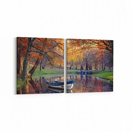 Olla 13154K2Y Doğa / Manzara Görseli Kare 2'li Yatay Kanvas Tablo (Ölçü: 85X40)