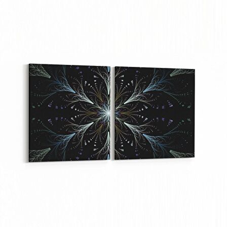 Olla 10383K2Y Abstract Görsel Kare 2'li Yatay Kanvas Tablo (Ölçü: 105X50)