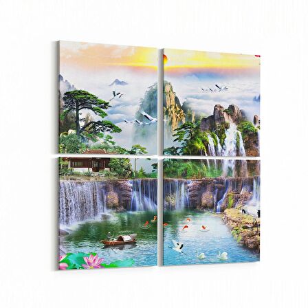 Olla 13575K4 Doğa / Manzara Görseli Kare 4'lü Kanvas Tablo (Ölçü: 145X145)