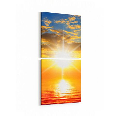 Olla 16138K2D Günbatımı Görseli Kare 2'li Dikey Kanvas Tablo (Ölçü: 30X65)
