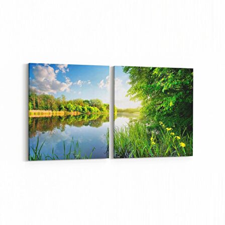 Olla 13844K2Y Doğa / Manzara Görseli Kare 2'li Yatay Kanvas Tablo (Ölçü: 125X60)