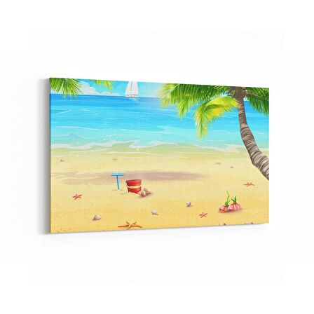 Olla 16465Y Kumsal / Sahil Görseli Yatay Kanvas Tablo (Ölçü: 90X60)