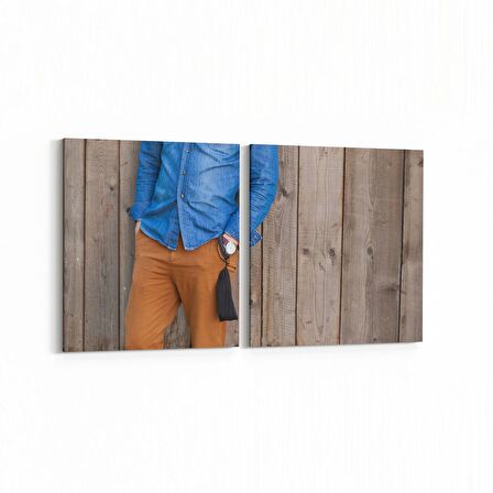 Olla 16749K2Y Model / Manken Görseli 2'li Yatay Kanvas Tablo (Ölçü: 145X70)