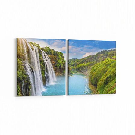 Olla 14093K2Y Doğa / Manzara Görseli Kare 2'li Yatay Kanvas Tablo (Ölçü: 125X60)
