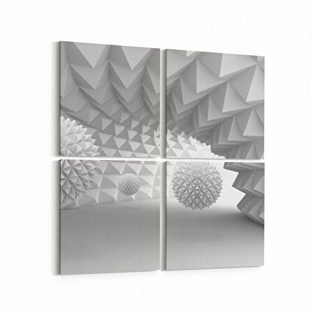 Olla 10429K4 Abstract Tünel Görsel Kare 4'lü Kanvas Tablo (Ölçü: 105X105)