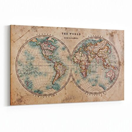 Olla 16158Y Harita Görseli Yatay Kanvas Tablo (Ölçü: 45X30)