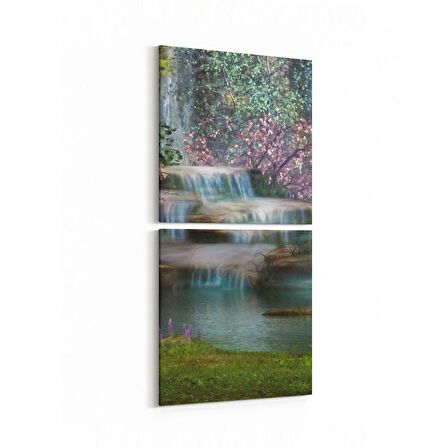 Olla 14627K2D Doğa / Manzara Görseli Kare 2'li Dikey Kanvas Tablo (Ölçü: 30X65)