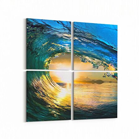 Olla 12868K4 Deniz / Okyanus Görseli Kare 4'lü Kanvas Tablo (Ölçü: 145X145)