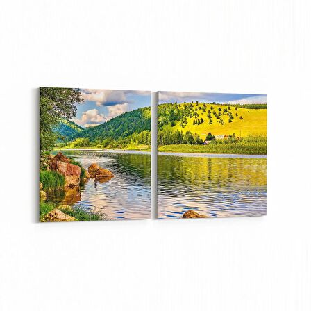 Olla 13231K2Y Doğa / Manzara Görseli Kare 2'li Yatay Kanvas Tablo (Ölçü: 105X50)