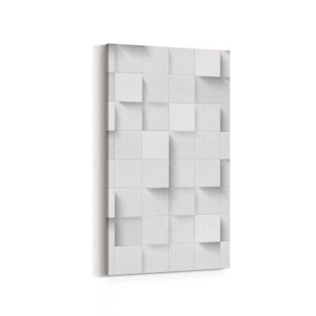 Olla 10461DD Beyaz Kabartma Görseli Dikey Dar Kanvas Tablo (Ölçü: 40X80)