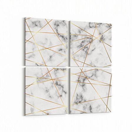 Olla 16728K4 Mermer Desen Görsel Kare 4'lü Kanvas Tablo (Ölçü: 105X105)