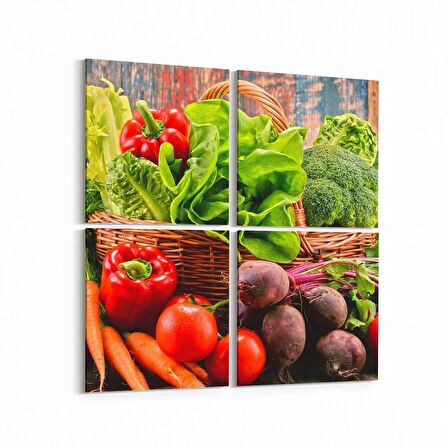 Olla 15237K4 Gıda Görseli Kare 4'lü Kanvas Tablo (Ölçü: 105X105)