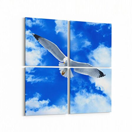 Olla 15883K4 Gökyüzü Kuşlar Görseli Kare 4'lü Kanvas Tablo (Ölçü: 65X65)
