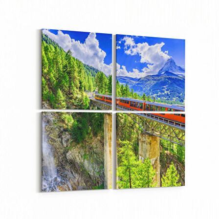 Olla 14437K4 Doğa / Manzara Görseli Kare 4'lü Kanvas Tablo (Ölçü: 145X145)