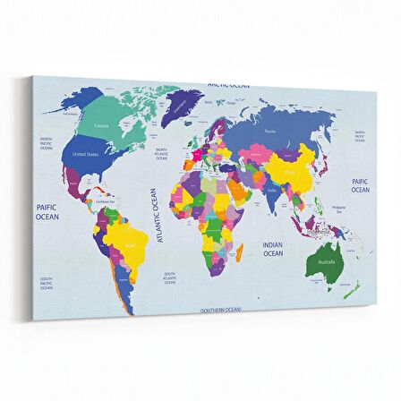 Olla 16172Y Harita Görseli Yatay Kanvas Tablo (Ölçü: 150X100)