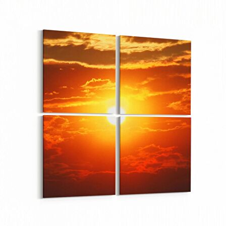 Olla 16016K4 Günbatımı Görseli Kare 4'lü Kanvas Tablo (Ölçü: 145X145)