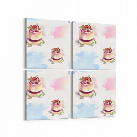 Olla 15232K4 Gıda Görseli Kare 4'lü Kanvas Tablo (Ölçü: 65X65)