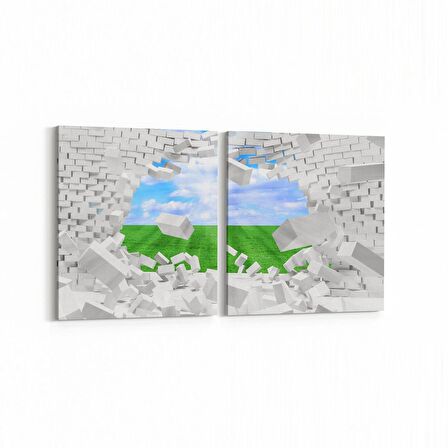 Olla 14530K2Y Doğa / Manzara Görseli Kare 2'li Yatay Kanvas Tablo (Ölçü: 145X70)