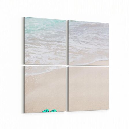 Olla 16343K4 Kumsal / Sahil Görseli Kare 4'lü Kanvas Tablo (Ölçü: 145X145)
