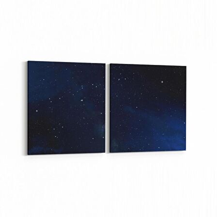 Olla 14653K2Y Gece Gökyüzü Görseli Kare 2'li Yatay Kanvas Tablo (Ölçü: 145X70)