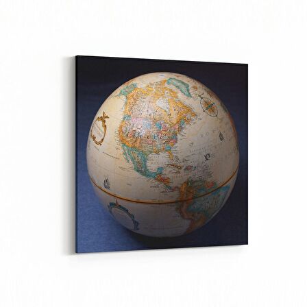 Olla 16194K Harita Görseli Kare Kanvas Tablo (Ölçü: 25X25)