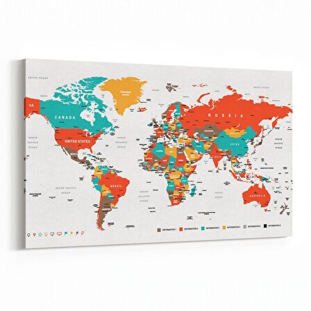 Olla 16199Y Harita Görseli Yatay Kanvas Tablo (Ölçü: 30X20)