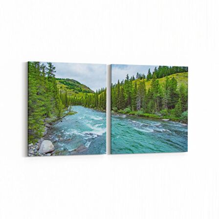 Olla 13482K2Y Doğa / Manzara Görseli Kare 2'li Yatay Kanvas Tablo (Ölçü: 105X50)