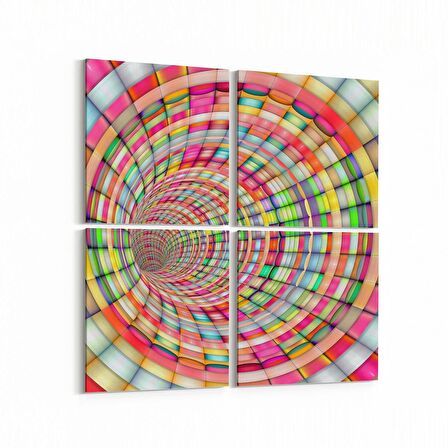 Olla 10237K4 Abstract Girdap Görsel Kare 4'lü Kanvas Tablo (Ölçü: 65X65)