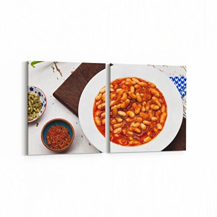 Olla 15269K2Y Gıda Görseli Kare 2'li Yatay Kanvas Tablo (Ölçü: 145X70)