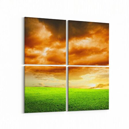 Olla 16024K4 Günbatımı Görseli Kare 4'lü Kanvas Tablo (Ölçü: 125X125)