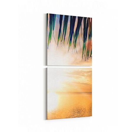 Olla 16123K2D Günbatımı Görseli Kare 2'li Dikey Kanvas Tablo (Ölçü: 30X65)