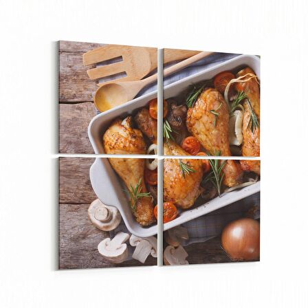 Olla 15131K4 Gıda Görseli Kare 4'lü Kanvas Tablo (Ölçü: 105X105)