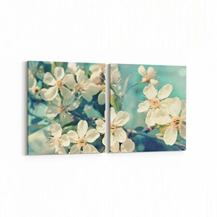 Olla 11034K2Y Ağaç Görseli Kare 2'li Yatay Kanvas Tablo (Ölçü: 85X40)