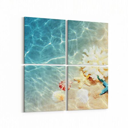 Olla 16399K4 Kumsal / Sahil Görseli Kare 4'lü Kanvas Tablo (Ölçü: 145X145)