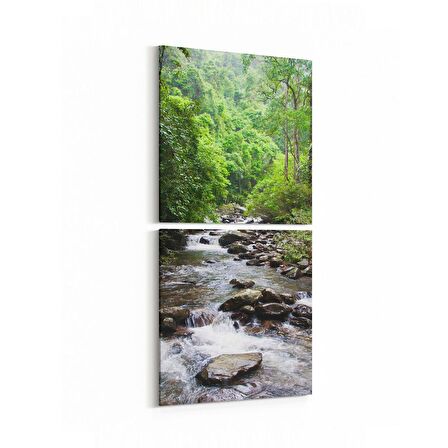 Olla 14551K2D Doğa / Manzara Görseli Kare 2'li Dikey Kanvas Tablo (Ölçü: 30X65)