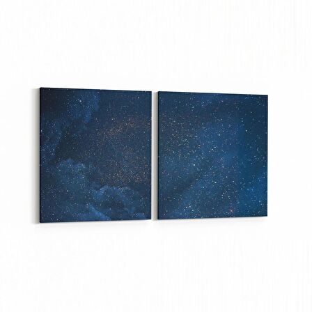 Olla 14733K2Y Gece Gökyüzü Görseli Kare 2'li Yatay Kanvas Tablo (Ölçü: 85X40)