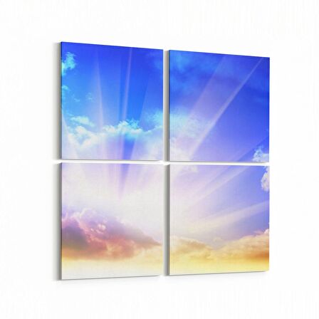 Olla 15946K4 Günbatımı Görseli Kare 4'lü Kanvas Tablo (Ölçü: 145X145)