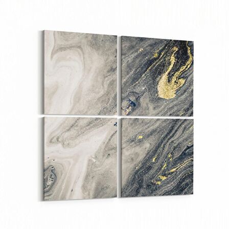 Olla 16669K4 Mermer Desen Görsel Kare 4'lü Kanvas Tablo (Ölçü: 145X145)