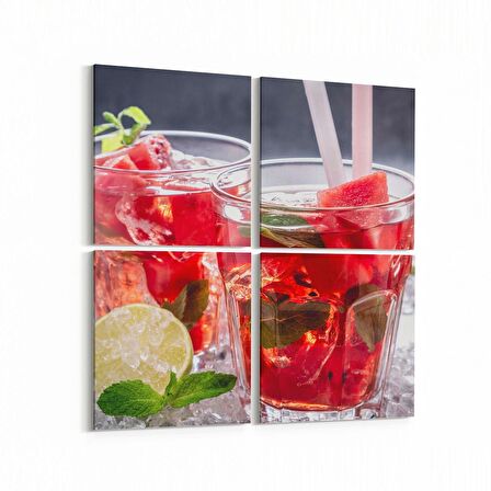 Olla 15025K4 Gıda Görseli Kare 4'lü Kanvas Tablo (Ölçü: 65X65)