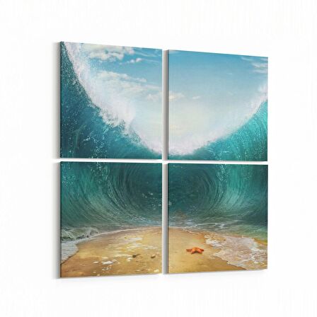 Olla 16419K4 Kumsal / Sahil Görseli Kare 4'lü Kanvas Tablo (Ölçü: 145X145)